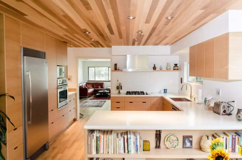 Custom rift white oak doors with integrated handles