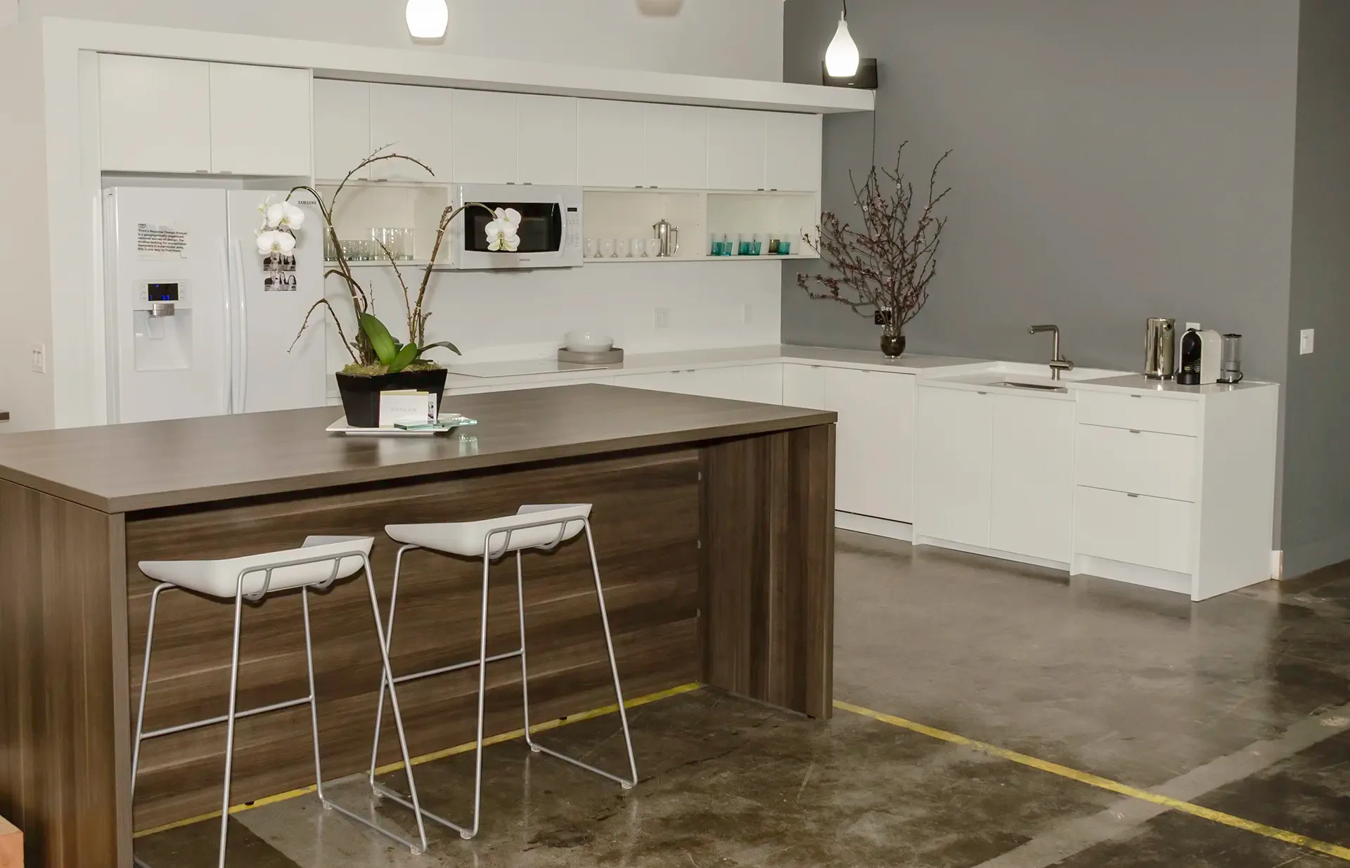Seattle commercial office IKEA kitchen installation with custom countertop and RO water filtration by NW Homeworks