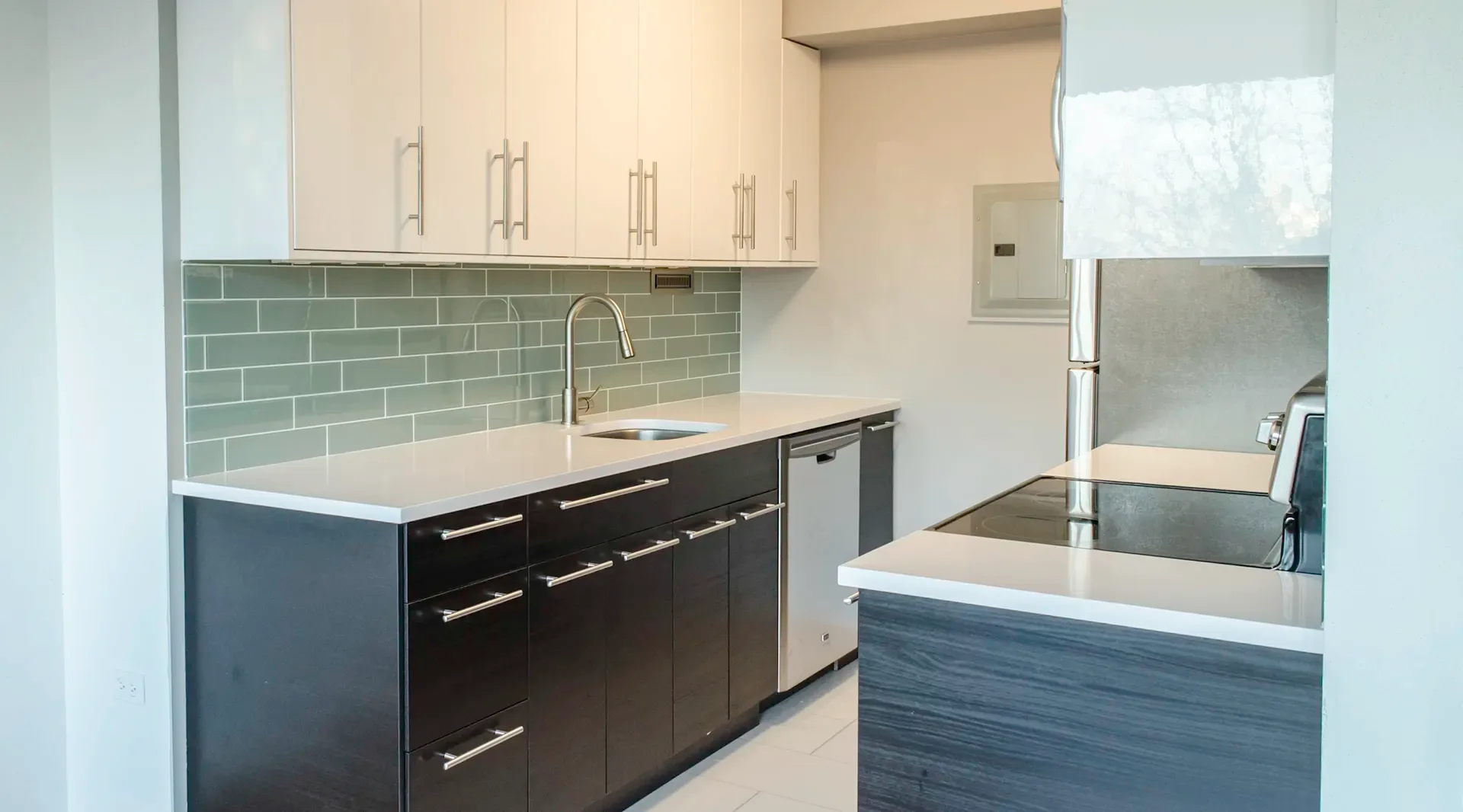 Midcentury Seattle condo kitchen remodel with custom tile work by NW Homeworks