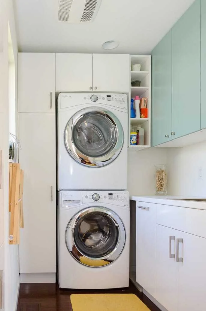 IKEA laundry room cabinets designed and installed for maximum storage