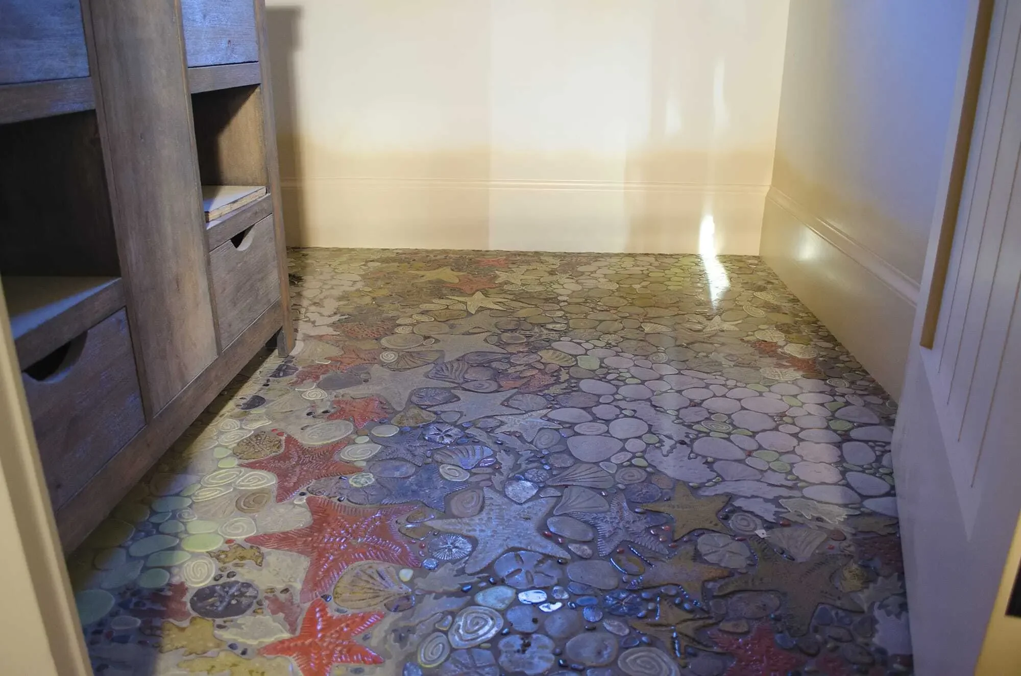 An intricate tile mural