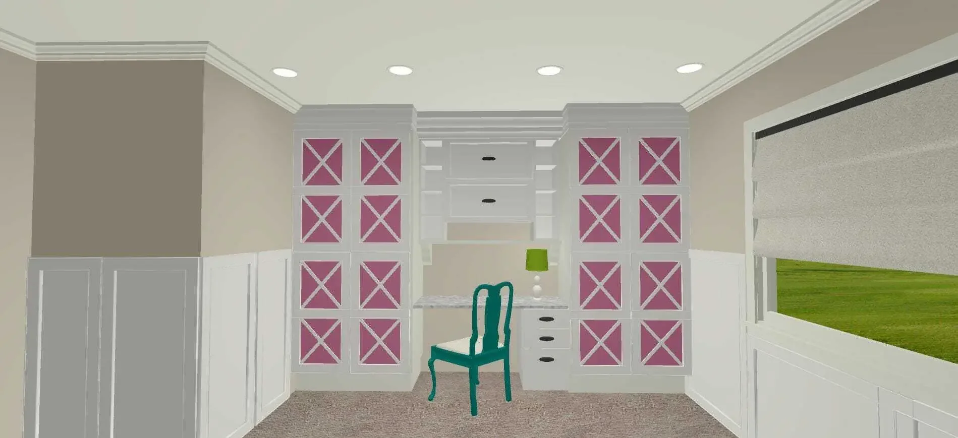 Combination study-wardrobe design