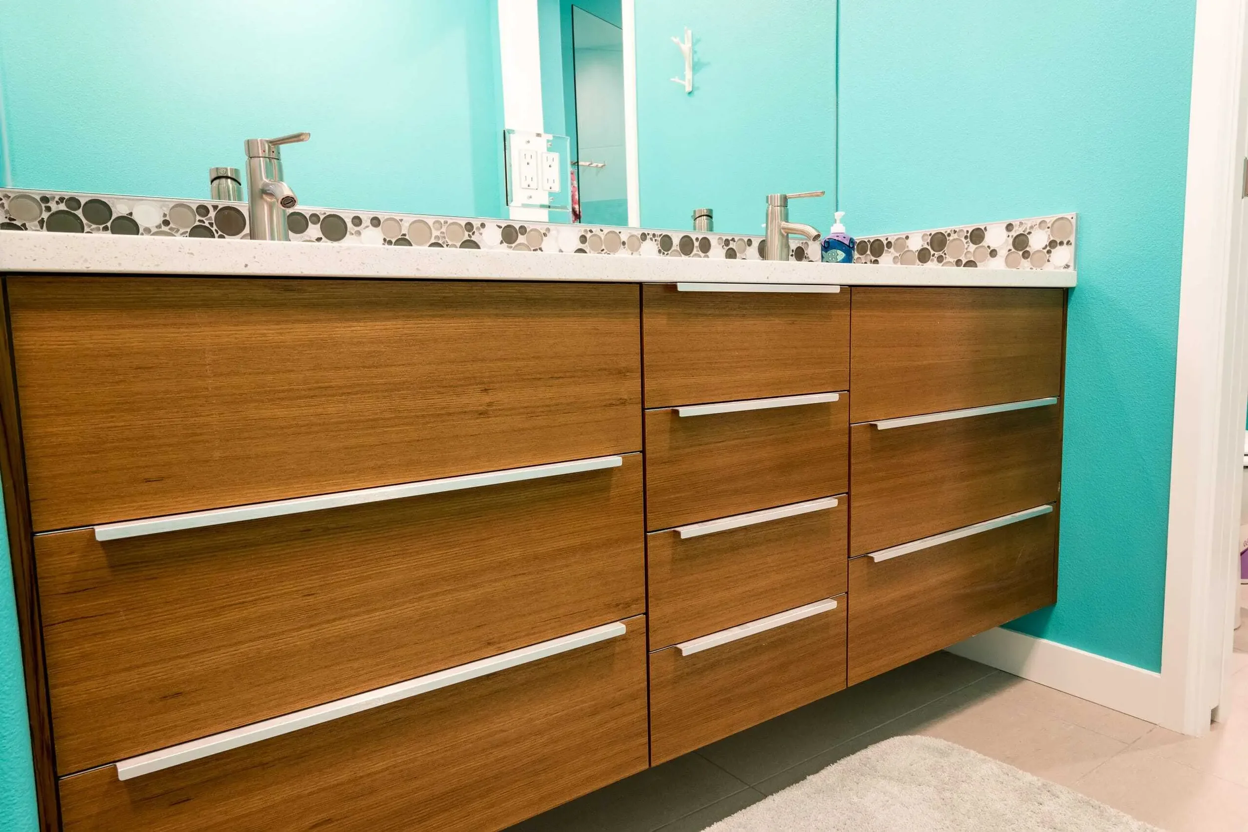 Floating vanity, made from IKEA kitchen cabinets