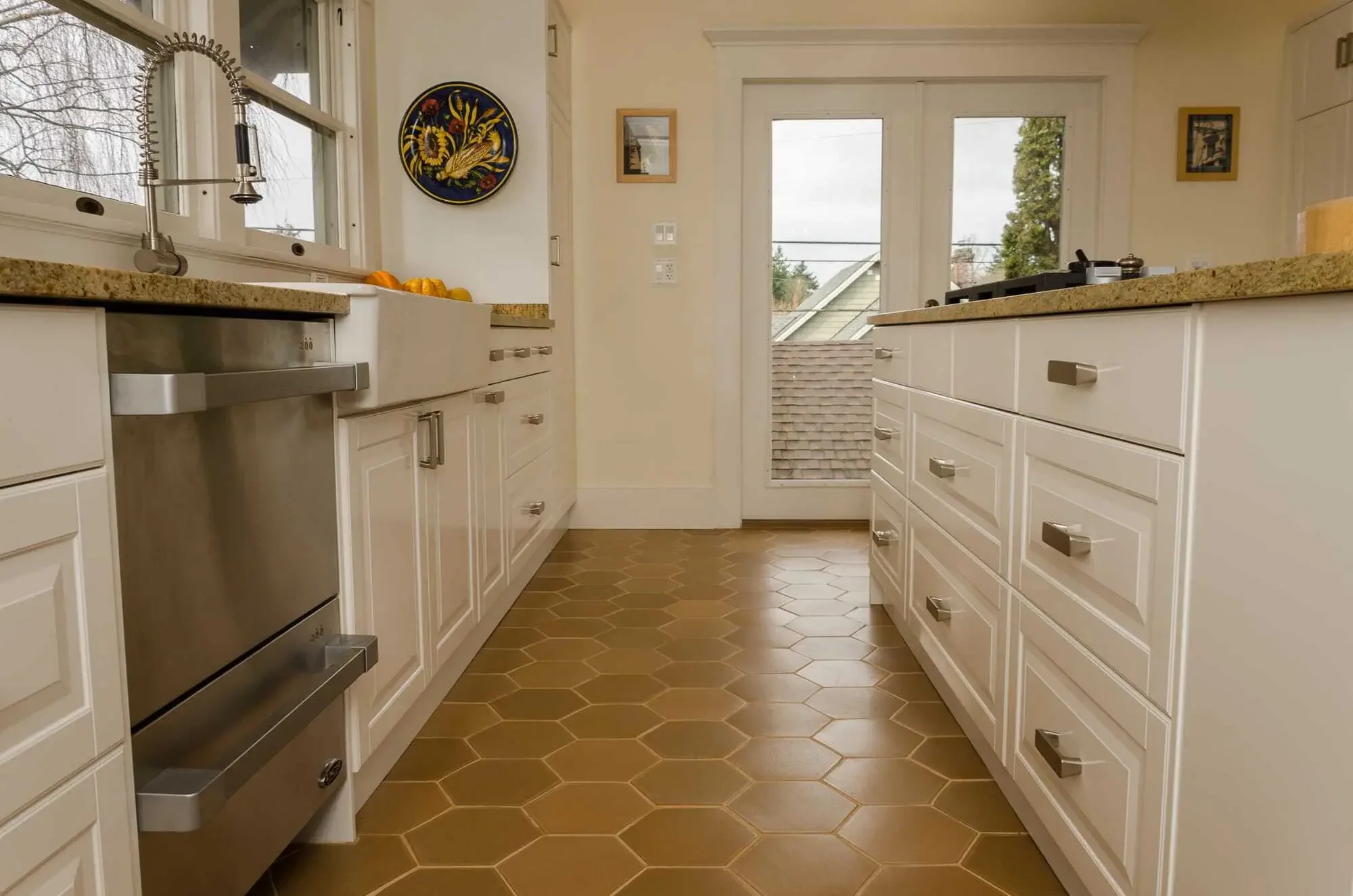 Handmade hexagonal tile flooring