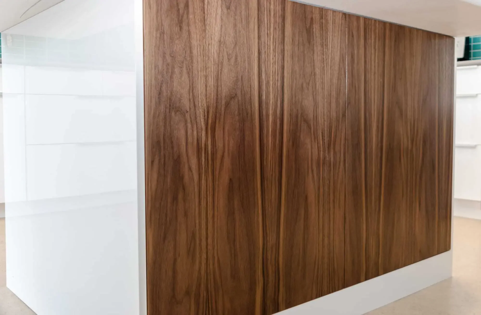 Custom walnut doors on the island