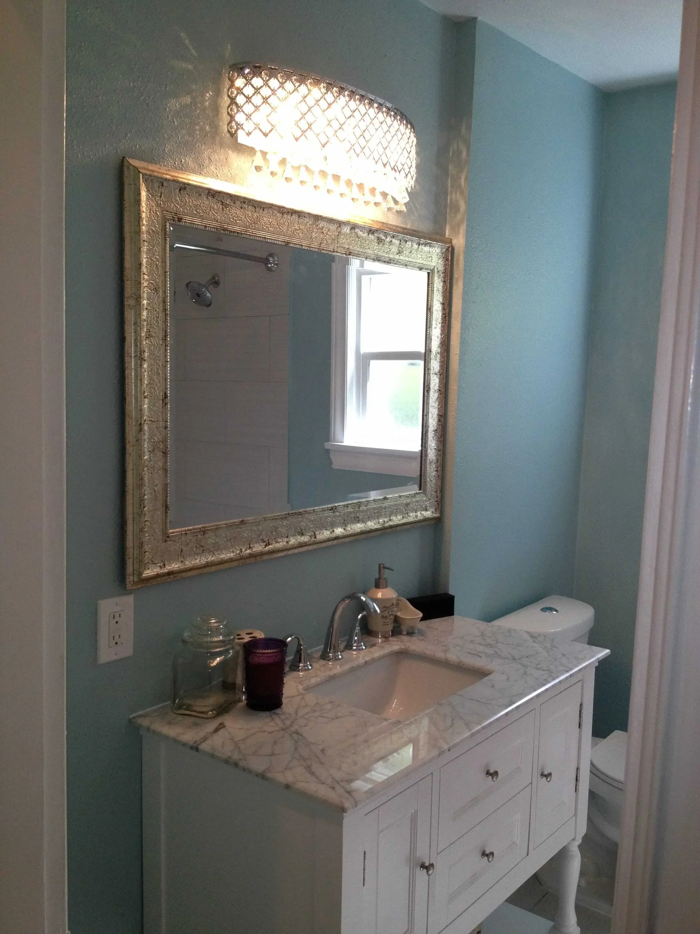 The new vanity light casts beautiful patterns of light and shadow